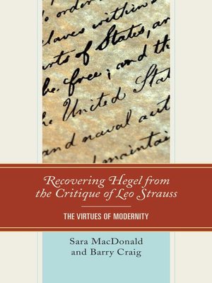 cover image of Recovering Hegel from the Critique of Leo Strauss